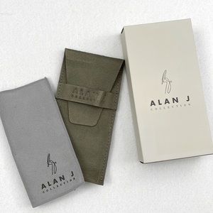 NIB Alan J Genuine Leather Glasses Case with Lens Cloth